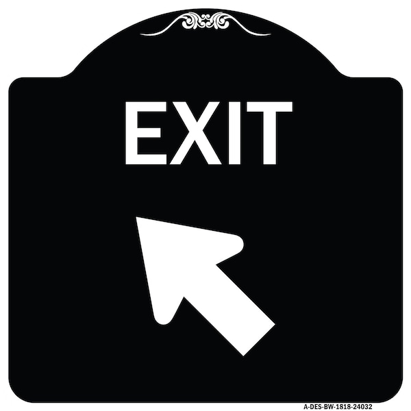 Exit Exit with Left Arrow Heavy-Gauge Aluminum Architectural Sign, 18" H, 18" L, BW-1818-24032